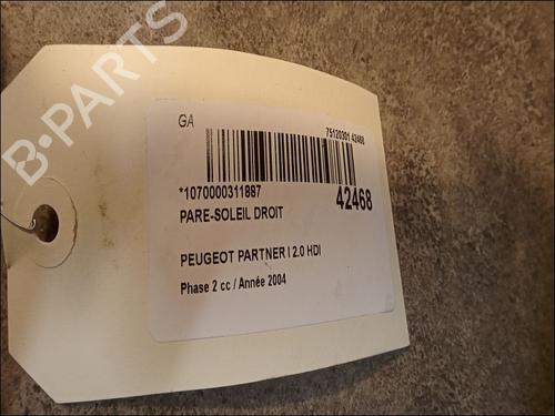 Used Right sun visor PEUGEOT PARTNER MPV (5_, G_) 2.0 HDI (90 hp) 9617592