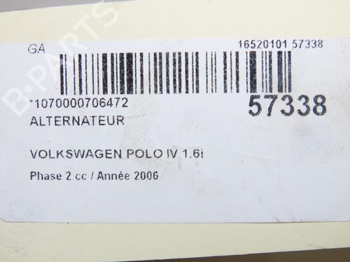 Used Alternator Alternator VW POLO IV (9N_, 9A_) 1.6 16V (105 hp) 40517995 40517995
