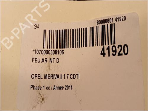 Used Right tailgate light OPEL MERIVA B MPV (S10) 1.7 CDTI (75) (110 hp) 9617300