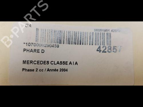 Used Right headlight MERCEDES-BENZ A-CLASS (W168) A 170 CDI (168.009, 168.109) (95 hp) 23177670