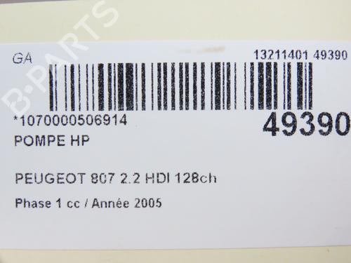 Used Injection pump PEUGEOT 807 (EB_) 2.2 HDi (128 hp) 24358674
