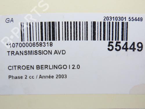 Transmissão frente direita CITROËN BERLINGO / BERLINGO FIRST MPV (MF_, GJK_, GFK_) 2.0 HDI 90 (MFRHY) (90 hp) 30767431