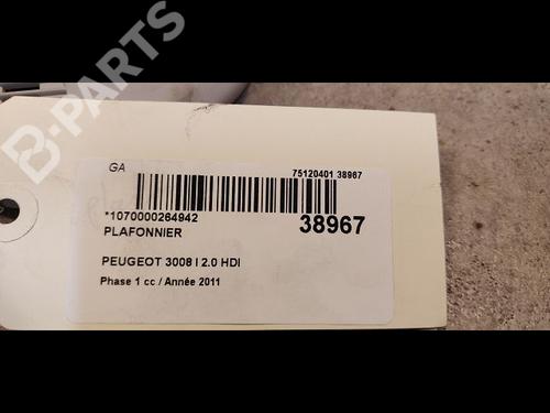 Interior roof light PEUGEOT 3008 I MPV (0U_) 2.0 HDi 150 / BlueHDi 150 | BP9612024I8 