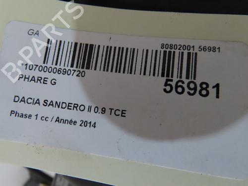 Venstre forlygte Venstre forlygte DACIA SANDERO II TCe 90 (B8M1, B8MA, B8AC) (90 hp) 36310637 36310637