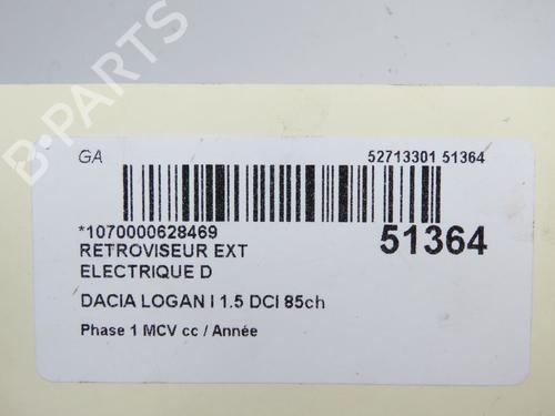 Used Right mirror Right mirror DACIA LOGAN MCV (KS_) 1.5 dCi (KS0W) (86 hp) 33279303 33279303