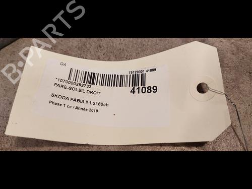 Used Right sun visor SKODA FABIA II (542) 1.2 (60 hp) 9614402