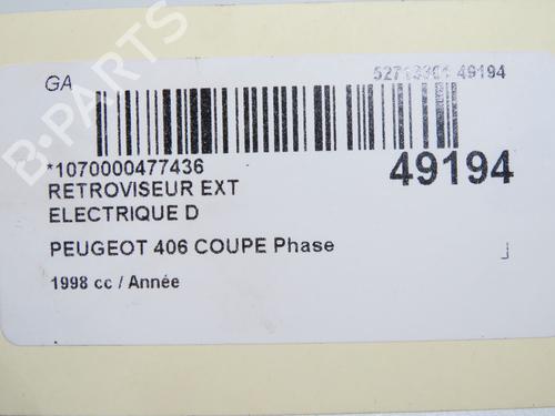 Used Right mirror PEUGEOT 406 Coupe (8C) 3.0 V6 24V (190 hp) 31179732