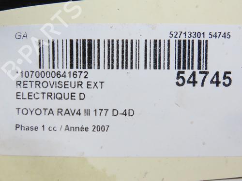 Used Right mirror TOYOTA RAV 4 III (_A3_) 2.2 D 4WD (ALA30_, ALA30R) (177 hp) 29929342