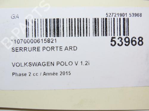 Used Rear right lock VW POLO V (6R1, 6C1) 1.2 TSI 16V (90 hp) 28831958