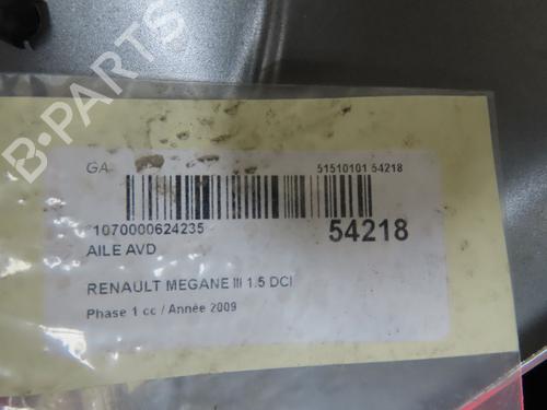 Right front fenders RENAULT MEGANE III Hatchback (BZ0/1_, B3_) 1.5 dCi | BP28968317C42 