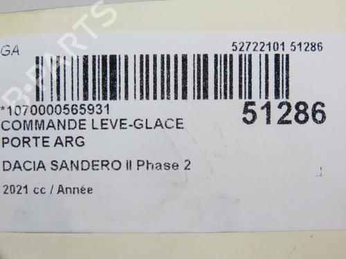 Used Left rear window switch Left rear window switch DACIA SANDERO III 1.0 TCe 90 (91 hp) 20340117 20340117