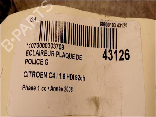 Used Licence plate light Licence plate light CITROËN C4 I (LC_) 1.6 HDi (90 hp) 14880795 14880795