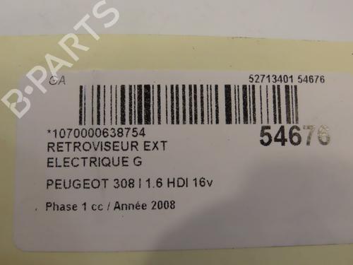 Left mirror PEUGEOT 308 I (4A_, 4C_) 1.6 HDi | BP29441768C26 