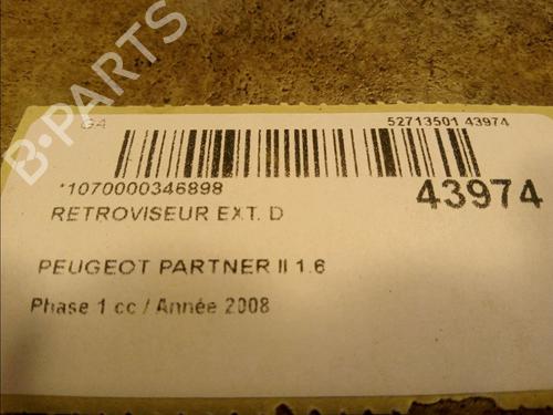Used Right mirror PEUGEOT PARTNER Box Body/MPV (5_, G_) 1.6 HDi 90 (90 hp) 23176232