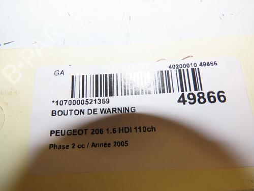 Warning switch PEUGEOT 206 Hatchback (2A/C) 1.6 HDi 110 | BP17469268I22 