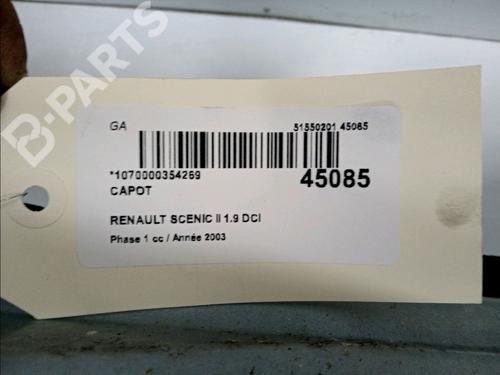 Hood RENAULT SCÉNIC II (JM0/1_) 1.9 dCi (JM0G, JM12, JM1G, JM2C) | BP11101971C1 