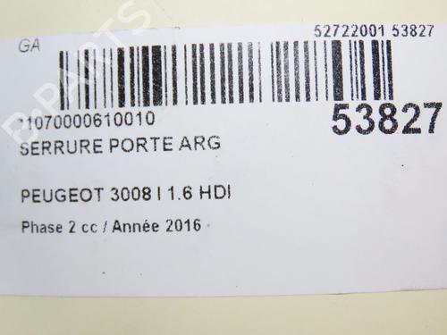 Rear left lock PEUGEOT 3008 I MPV (0U_) 1.6 BlueHDi 120 | BP28832004C100 