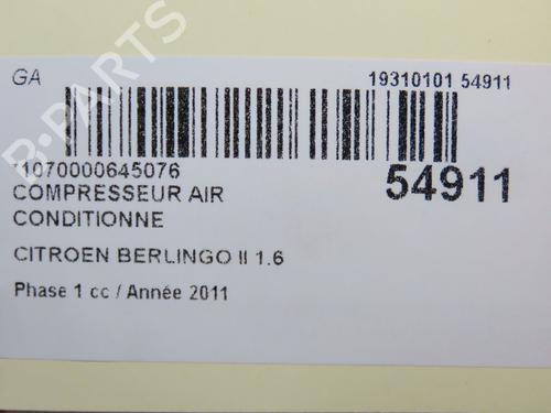 AC-Kompressor CITROËN BERLINGO Box Body/MPV (B9) 1.6 HDi 75 (75 hp) 30606476