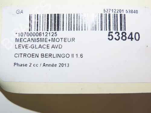 Rudehejsemekanisme Højre foran CITROËN BERLINGO Box Body/MPV (B9) 1.6 HDi 90 (90 hp) 28831136