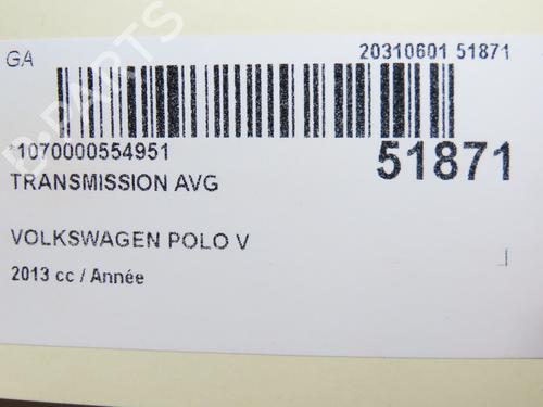 Left front driveshaft VW POLO V (6R1, 6C1) 1.6 TDI | BP28967377M38 