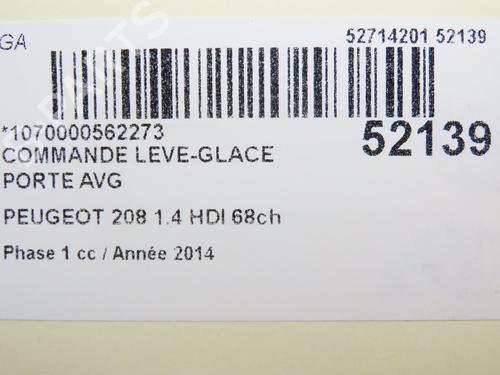 Used Left front window switch PEUGEOT 208 I (CA_, CC_) 1.4 HDi (68 hp) 26381273