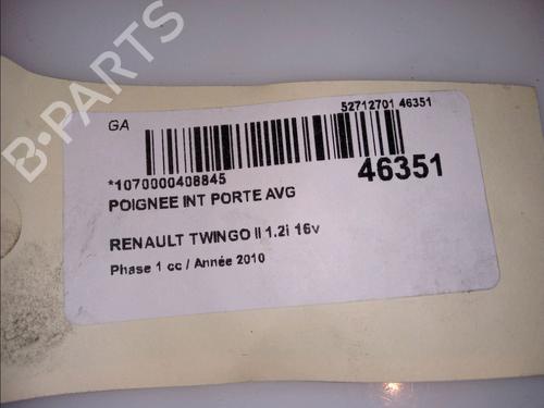 Used Front left interior door handle RENAULT TWINGO II (CN0_) 1.2 16V (CN0K, CN0V, CN0A) (76 hp) 11487930