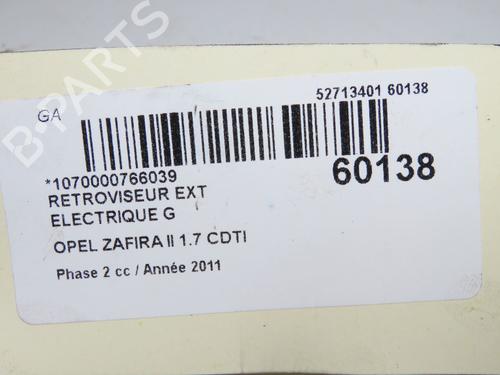 Used Left mirror Left mirror OPEL ZAFIRA / ZAFIRA FAMILY B (A05) 1.7 CDTI (M75) (110 hp) 40437937 40437937