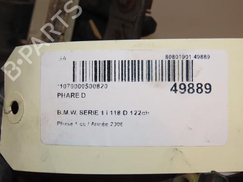 Used Right headlight BMW 1 (E87) 118 d (122 hp) 16740953