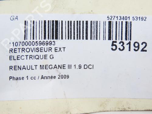 Left mirror RENAULT MEGANE III Hatchback (BZ0/1_, B3_) 1.9 dCi (BZ0N, BZ0J) | BP28831464C26 
