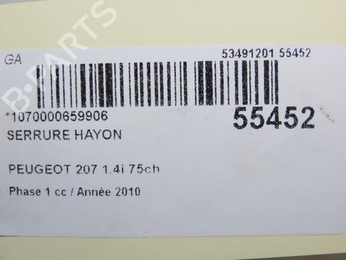 Used Tailgate lock PEUGEOT 207 (WA_, WC_) 1.4 (73 hp) 30893463