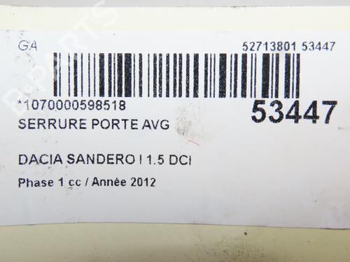Used Front left lock DACIA SANDERO 1.5 dCi (75 hp) 28831676