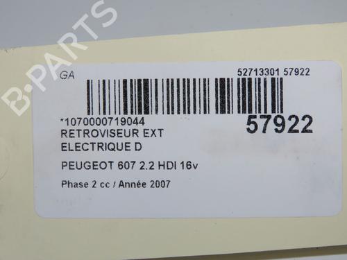 Used Right mirror Right mirror PEUGEOT 607 (9D, 9U) 2.2 HDi (170 hp) 33728109 33728109