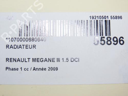 Used Water radiator RENAULT MEGANE III Coupe (DZ0/1_) 1.5 dCi (DZ0B) (106 hp) 30502404