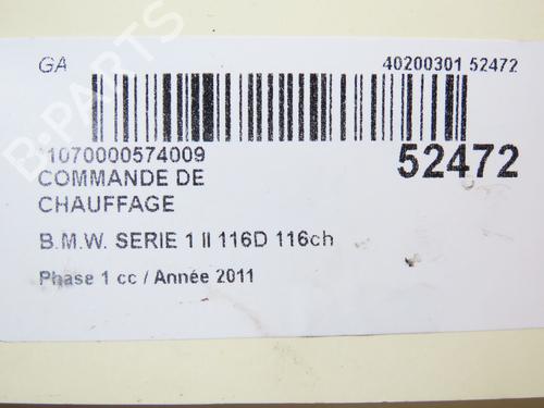 Climate control BMW 1 (F20) 116 d | BP28830349I5 