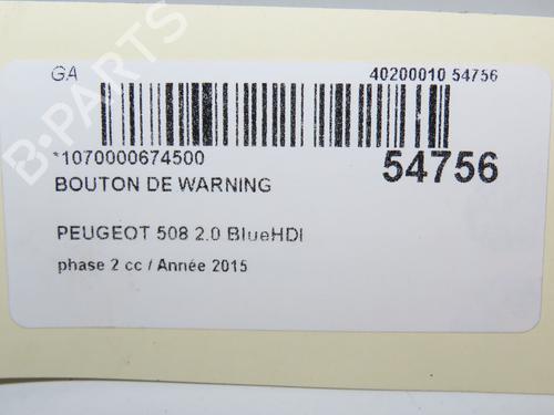 Warning switch PEUGEOT 508 I (8D_) 2.0 BlueHDi 180 | BP31120427I22 