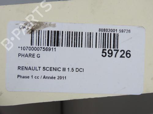 Phare gauche Phare gauche RENAULT SCÉNIC III (JZ0/1_) 1.5 dCi (110 hp) 36545231 36545231
