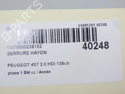 Tailgate lock PEUGEOT 407 SW (6E_, 6D_) 2.0 HDi 135 | BP9618235C101 