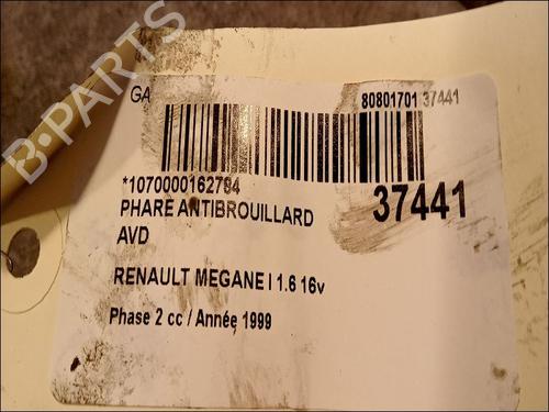 Right front fog light RENAULT MEGANE I (BA0/1_) 1.6 16V (BA04, BA0B, BA11, BA1J, BA16, BA19, BA1K, BA1V,... | BP23177572C31 