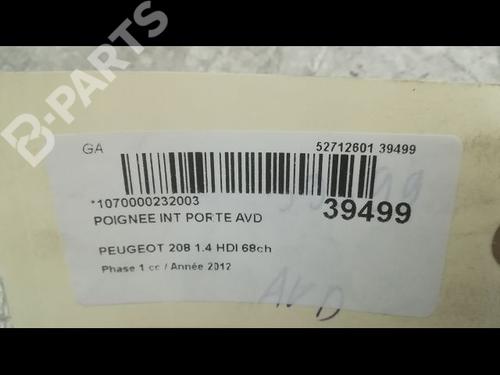 Front right interior door handle PEUGEOT 208 I (CA_, CC_) 1.4 HDi | BP9607888I14 