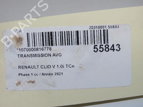 Used Left front driveshaft Left front driveshaft RENAULT CLIO V (B7_) 1.0 TCe 90 (B7MT) (91 hp) 40205492 40205492