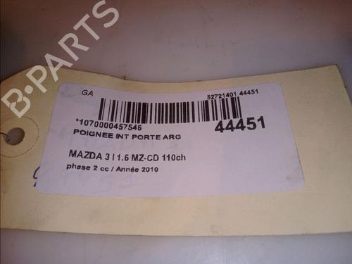Used Rear left interior door handle MAZDA 3 (BL) 1.6 MZ-CD (BL14) (109 hp) 14951676