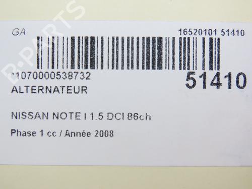 Generator NISSAN NOTE (E11, NE11) 1.5 dCi (86 hp) 28829079