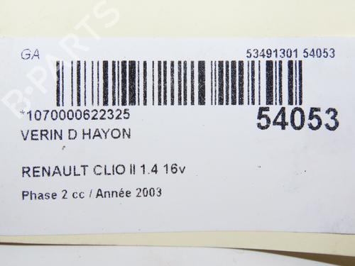 Gassdemper Bakluke RENAULT CLIO II (BB_, CB_) 1.4 16V (B/CB0P, BB13) (98 hp) 28832303
