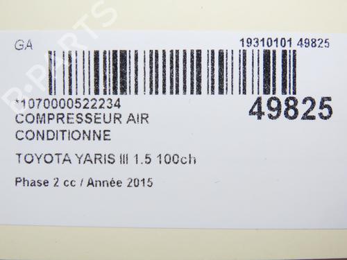 AC compressor TOYOTA YARIS (_P13_) 1.5 Hybrid (NHP130_) | BP19326481M34 