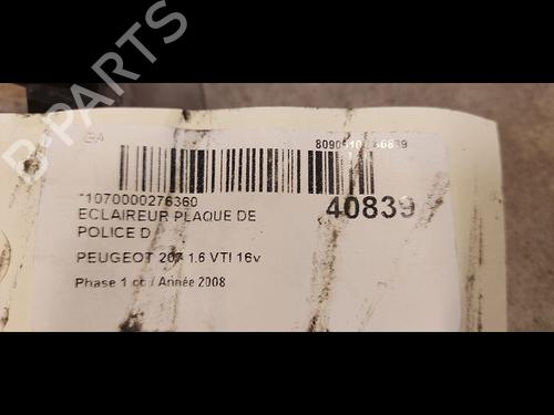 Nummerpladelys PEUGEOT 207 (WA_, WC_) 1.6 16V VTi (120 hp) 14880538