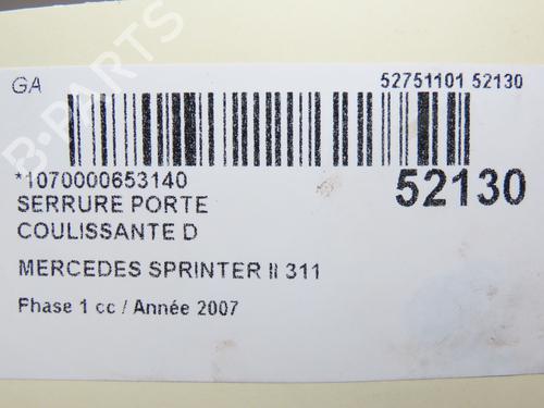 Used Rear right lock MERCEDES-BENZ SPRINTER 3,5-t Van (B906) 311 CDI (906.631, 906.633, 906.635, 906.637) (109 hp) 28969118