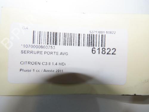 Front left lock CITROËN C3 II (SC_) 1.4 HDi 70 (SC8HZC, SC8HR0, SC8HP4) | BP39756521C98 - Image 5