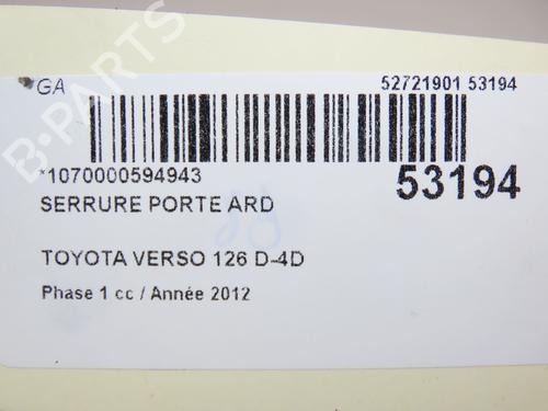 Rear right lock TOYOTA VERSO (_R2_) 2.0 D-4D (AUR20_, AUR20R) | BP28831949C99 