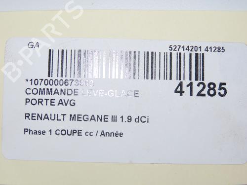 Left front window switch RENAULT MEGANE III Coupe (DZ0/1_) 1.9 dCi (DZ0N, DZ0J, DZ1J, DZ1K) | BP33188209I27 - Image 6