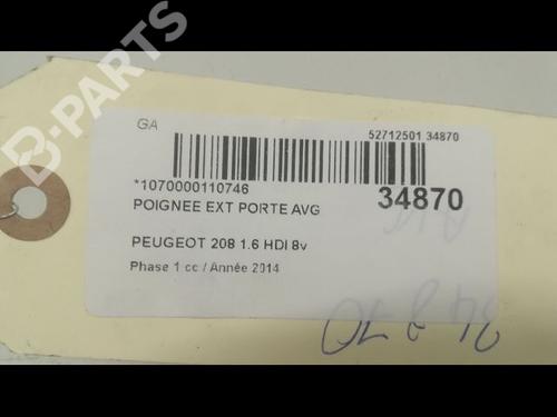 Front left exterior door handle PEUGEOT 208 I (CA_, CC_) 1.6 HDi | BP9597785C128 